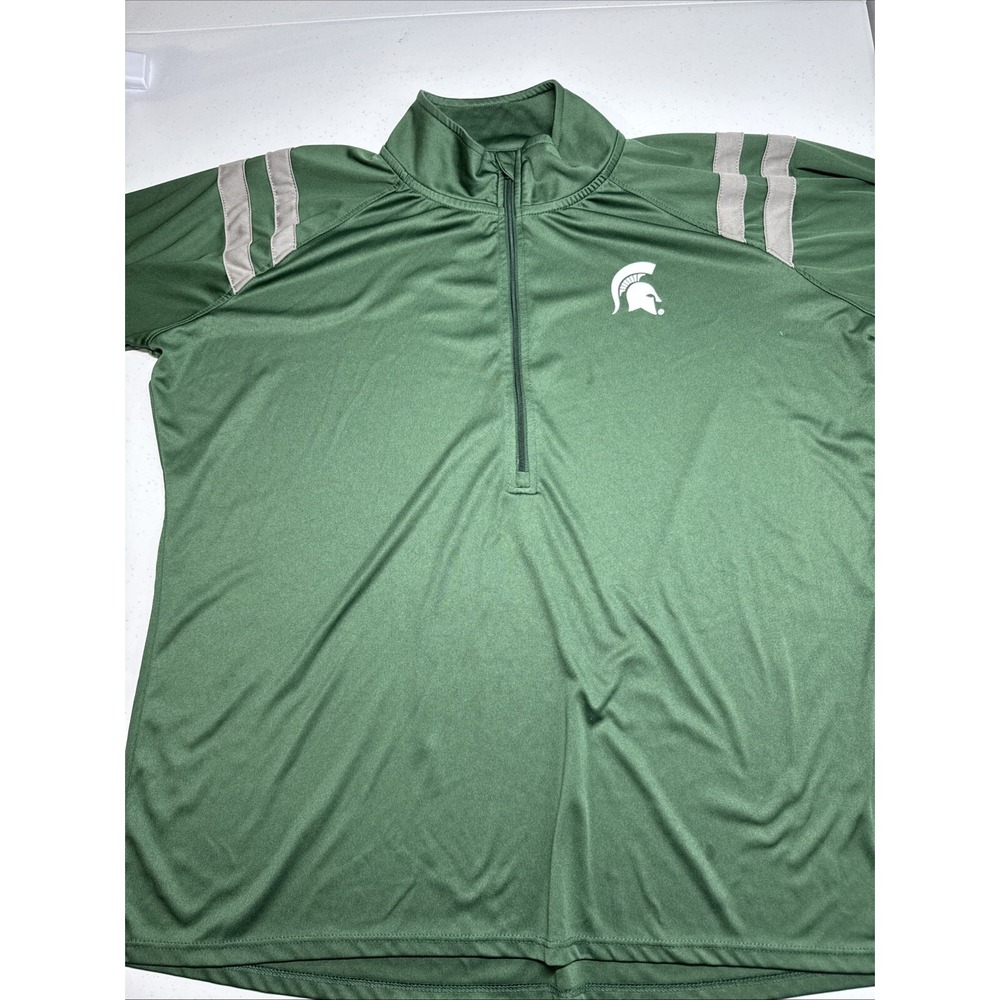 Michigan State Men's Pro Edge Quarter Zip Pullover, 3XL, Green, Lightweight
